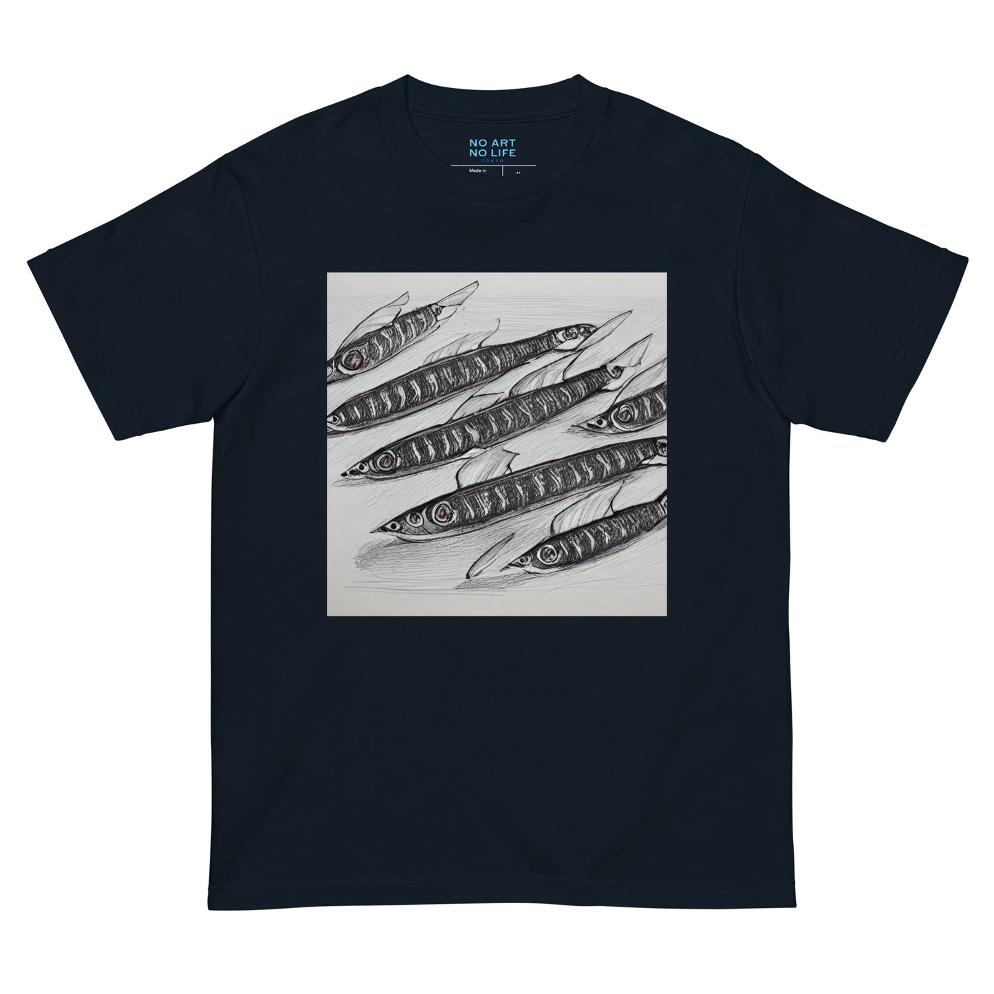 030-菊池洋勝-－秋刀魚②-前面プリントTシャツ-アートをデザイン