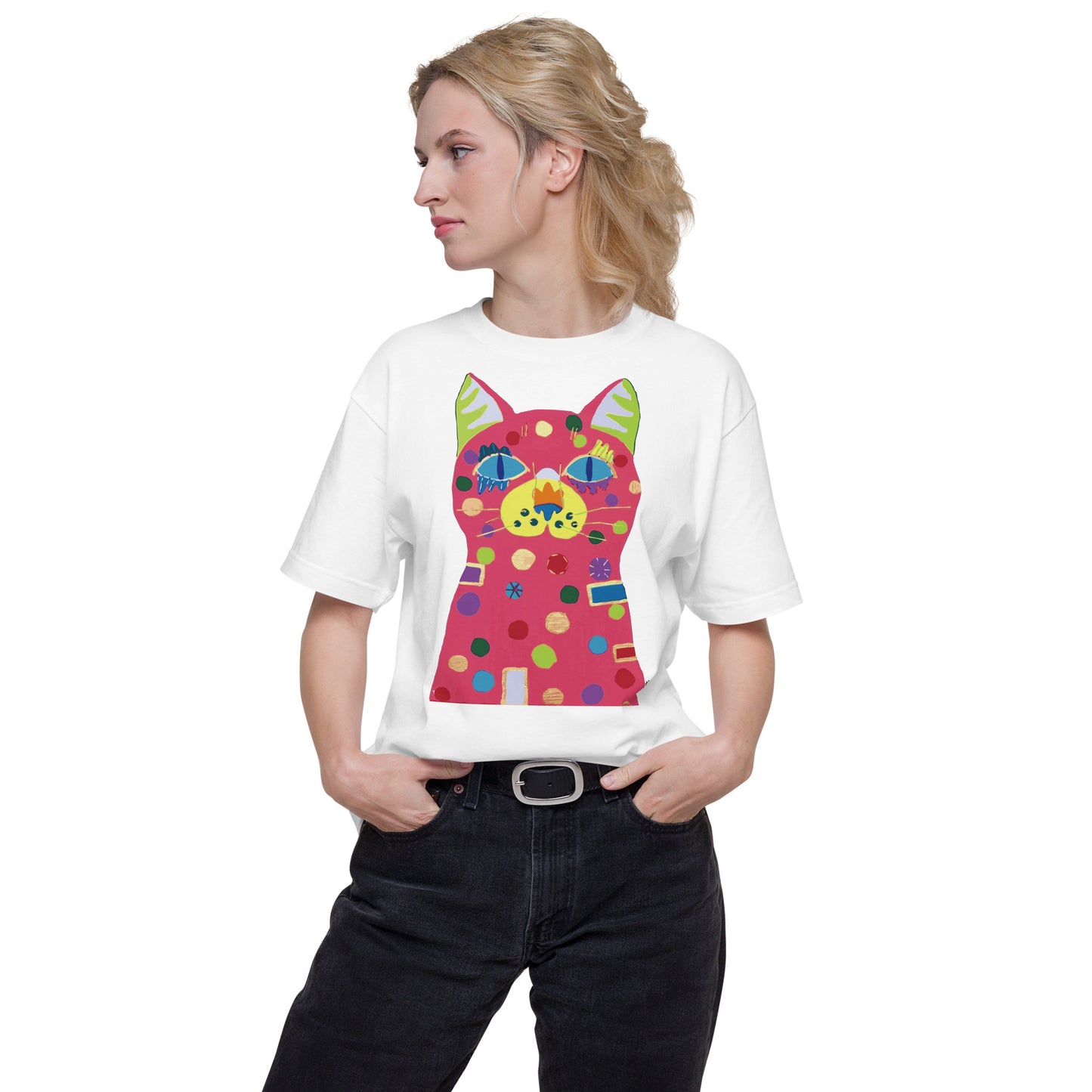 028_SHIKA_cat 前面プリント Tシャツ アートをデザイン