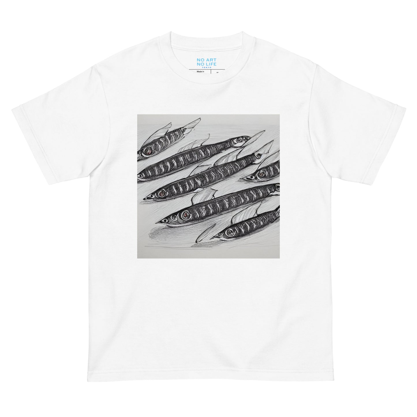030-菊池洋勝-－秋刀魚②-前面プリントTシャツ-アートをデザイン