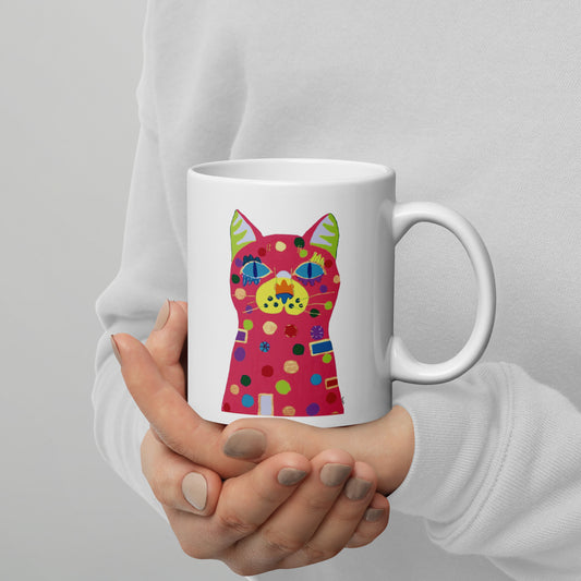 028_SHIKA_cat プリントマグカップ（白） アートをデザイン