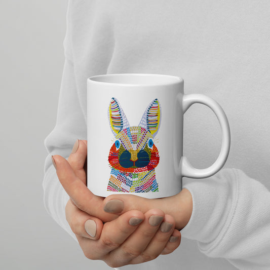 028_SHIKA_rabbit プリントマグカップ（白） アートをデザイン
